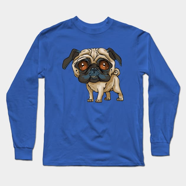 Pug dog. Part of my Pug, three piece character series Long Sleeve T-Shirt by amramna